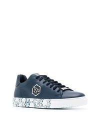 Baskets basses en cuir bleu marine Philipp Plein