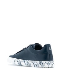 Baskets basses en cuir bleu marine Philipp Plein