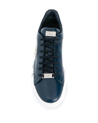 Baskets basses en cuir bleu marine Philipp Plein