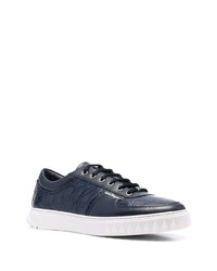 Baskets basses en cuir bleu marine Salvatore Ferragamo