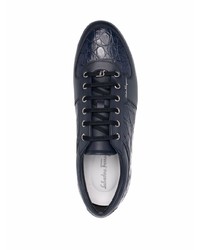 Baskets basses en cuir bleu marine Salvatore Ferragamo