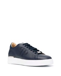 Baskets basses en cuir bleu marine Philipp Plein