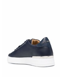 Baskets basses en cuir bleu marine Philipp Plein