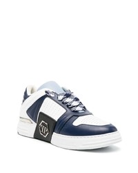 Baskets basses en cuir bleu marine Philipp Plein