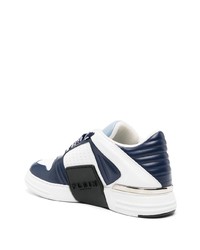 Baskets basses en cuir bleu marine Philipp Plein