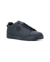 Baskets basses en cuir bleu marine Philipp Plein