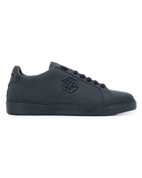 Baskets basses en cuir bleu marine Philipp Plein