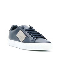 Baskets basses en cuir bleu marine Philipp Plein