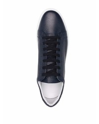 Baskets basses en cuir bleu marine Corneliani