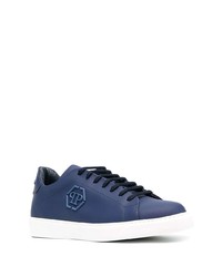 Baskets basses en cuir bleu marine Philipp Plein