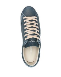 Baskets basses en cuir bleu marine Philippe Model Paris