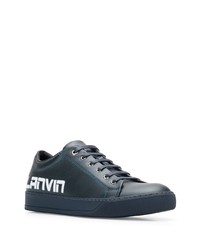 Baskets basses en cuir bleu marine Lanvin