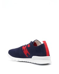 Baskets basses en cuir bleu marine Kiton