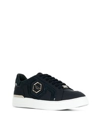 Baskets basses en cuir bleu marine Philipp Plein