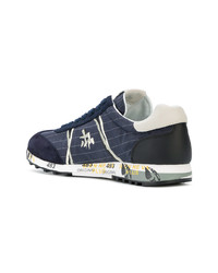 Baskets basses en cuir bleu marine Premiata