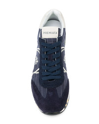 Baskets basses en cuir bleu marine Premiata