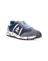 Baskets basses en cuir bleu marine Premiata