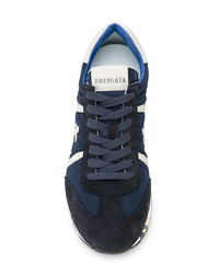 Baskets basses en cuir bleu marine Premiata