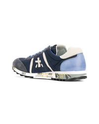 Baskets basses en cuir bleu marine White Premiata