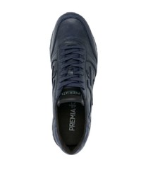 Baskets basses en cuir bleu marine Premiata