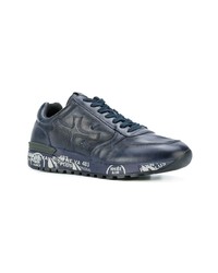 Baskets basses en cuir bleu marine Premiata