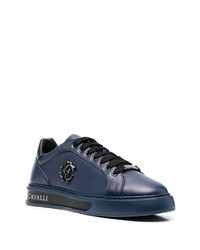 Baskets basses en cuir bleu marine Roberto Cavalli