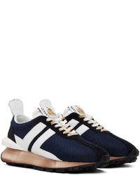 Baskets basses en cuir bleu marine Lanvin