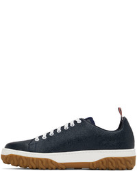 Baskets basses en cuir bleu marine Thom Browne