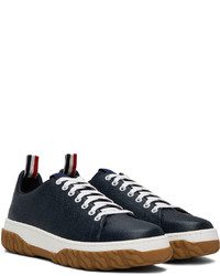 Baskets basses en cuir bleu marine Thom Browne