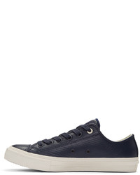 Baskets basses en cuir bleu marine Converse