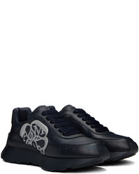 Baskets basses en cuir bleu marine Alexander McQueen