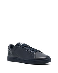 Baskets basses en cuir bleu marine Raf Simons