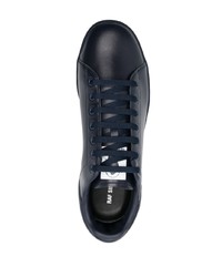 Baskets basses en cuir bleu marine Raf Simons