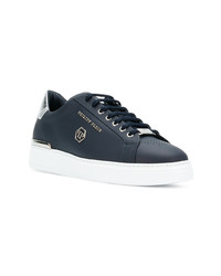 Baskets basses en cuir bleu marine Philipp Plein