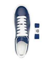 Baskets basses en cuir bleu marine Alexander McQueen