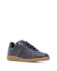 Baskets basses en cuir bleu marine Maison Margiela