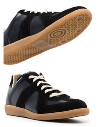 Baskets basses en cuir bleu marine Maison Margiela