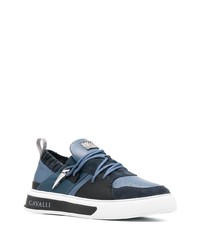 Baskets basses en cuir bleu marine Roberto Cavalli