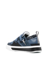 Baskets basses en cuir bleu marine Roberto Cavalli