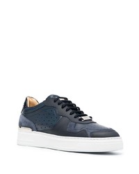 Baskets basses en cuir bleu marine Philipp Plein