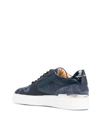 Baskets basses en cuir bleu marine Philipp Plein