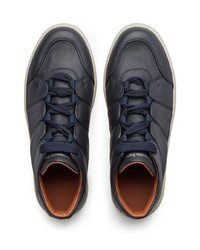 Baskets basses en cuir bleu marine Ermenegildo Zegna