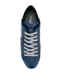 Baskets basses en cuir bleu marine Philippe Model