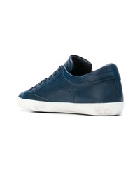 Baskets basses en cuir bleu marine Philippe Model