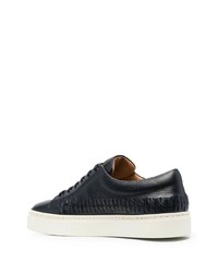 Baskets basses en cuir bleu marine Giorgio Armani