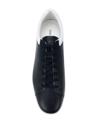 Baskets basses en cuir bleu marine Ea7 Emporio Armani