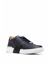 Baskets basses en cuir bleu marine Philipp Plein