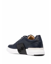 Baskets basses en cuir bleu marine Philipp Plein