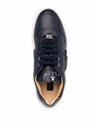 Baskets basses en cuir bleu marine Philipp Plein