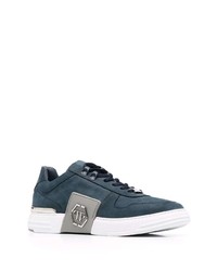 Baskets basses en cuir bleu marine Philipp Plein